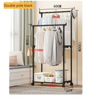 Rack De Ropa Doble Con Gancho Organizador De Ropa Para Dormitorio Móvil Con Ruedas Estante De Ropa Metálico Moderno Para El Hogar - details 16