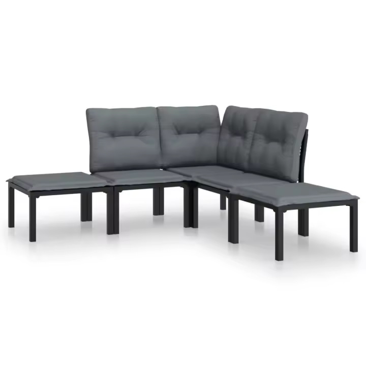 vidaXL Juego de muebles de jardín 5 pzas ratán sintético negro y gris - 1