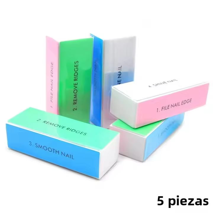 Kit De 5 Piezas De Bloque De Lijado Para Uñas 4 Maneras Colores Polímero Brillante Pulidor De Uñas Herramientas De Manicura Y Peluquería Para Belleza Y Cuidado De Uñas - 1