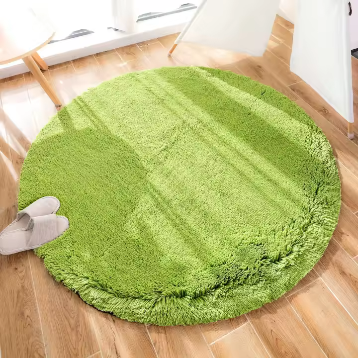Alfombra moderna para sala de estar, decoración del hogar, alfombra redonda de terciopelo súper suave para dormitorio, alfombra suave y esponjosa para interiores (verde, 120 x 120 cm) - 1