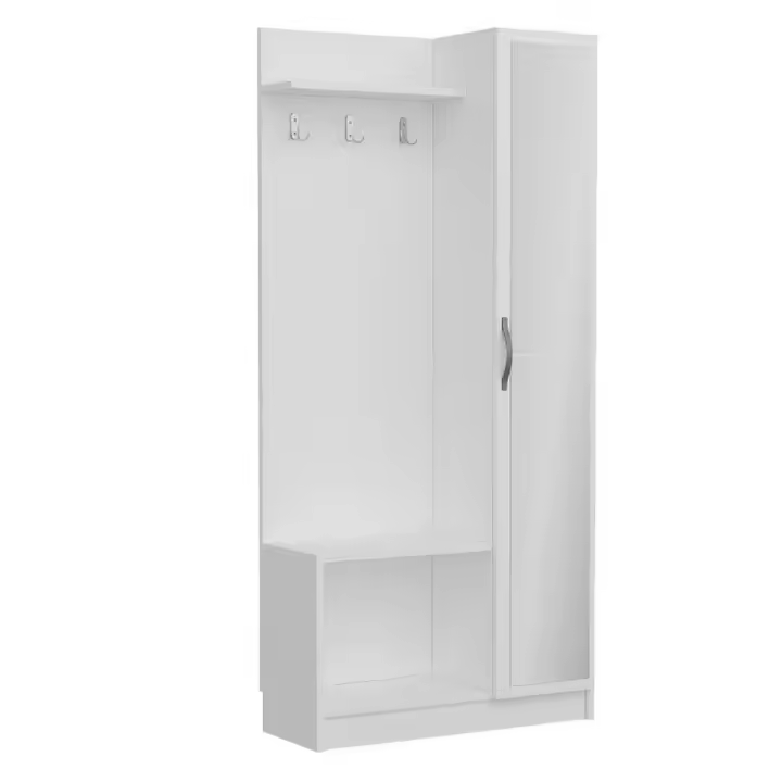 Mueble de Entrada Mafalda, Agomerado de Melamina, Blanco, 80x32x173 cm - 1