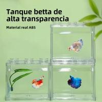 Acuario Mini Para Peces Y Reptiles Con Luz LED Caja Pila De Acuarios Cilíndricos Decoración De Paisaje De Algas Para El Hogar Y La Oficina - details 0