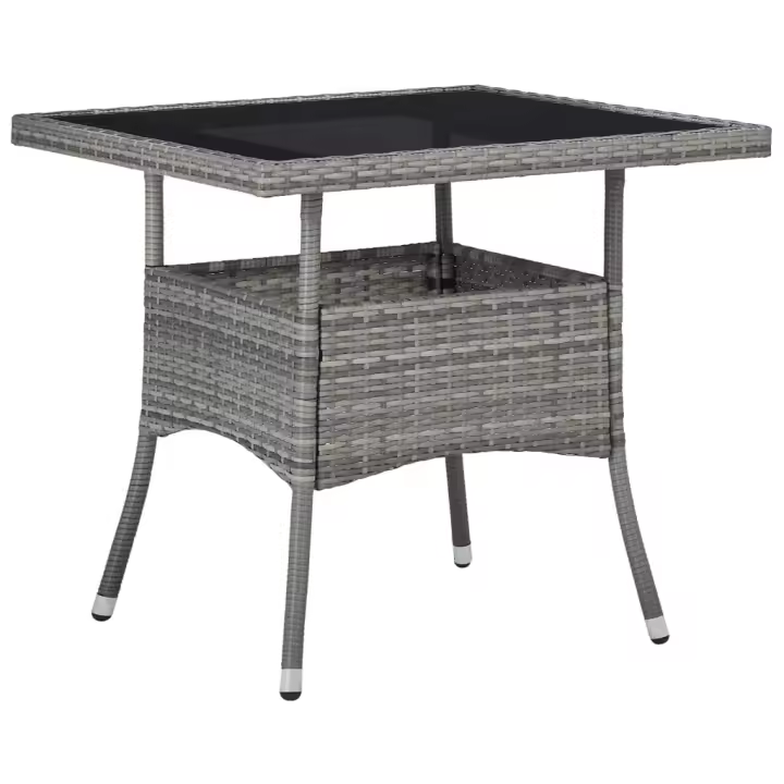 Mesa de Coque para Jardín sintético y Vidrio Gris - 1