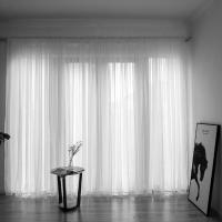 Cortina De Tules Sólida Y Transparente 100x200cm Para Sala De Estar Y Dormitorio Sin Dobles Capas Moderno Cortina De Ventana - details 31