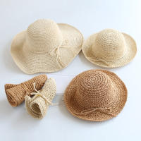 Sombrero De Paja Plegable Para Madre E Hija Protección Solar De Verano Para Playa Y Viajes Exterior Casual Sin Químicos Alérgenos - details 5