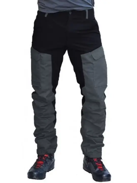 Nuevos Pantalones Slim Fit Para Deportes Al Aire Libre Motocicleta Casual Con Multiple Bolsillos Bloque De Colores Para Hombres - 1