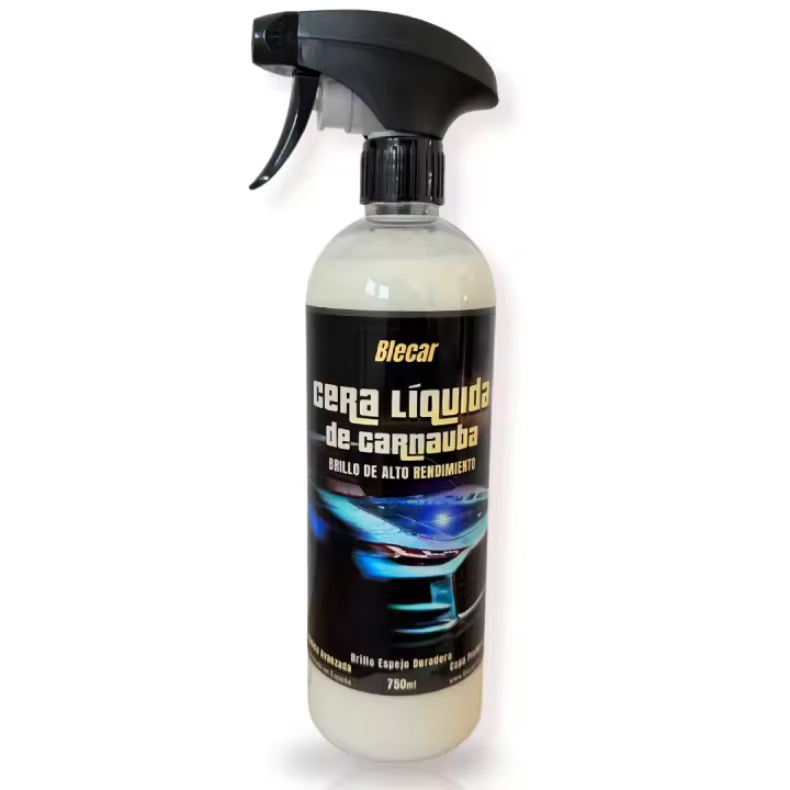Blecar - Cera Líquida para Coche - Brillo Intenso y Protección Hidrofóbica - Cera de Carnauba para Pulir Carrocería - Acabado Profesional - Fácil Aplicación - Apta para Todo Tipo de Pinturas - Protección Contra Suciedad y Agua - 750 ml - 1