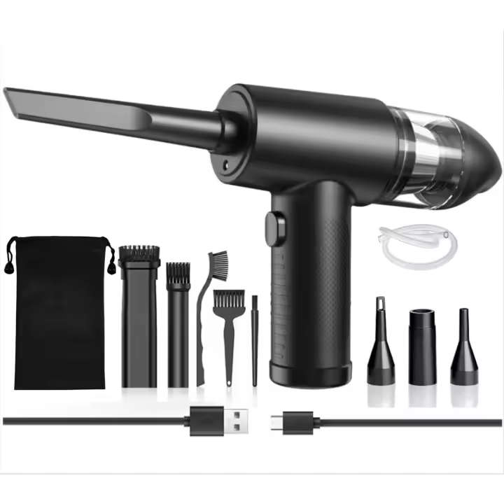 Soplador de Polvo Eléctrico y Aspirador 2 en 1, Aire Comprimido Limpieza pc, 3 Velocidades, Mini Aspiradora de Mano, Luz Led,Bolsa y Accesorios.12000Pa Succión,Recargable y Portatil - 1