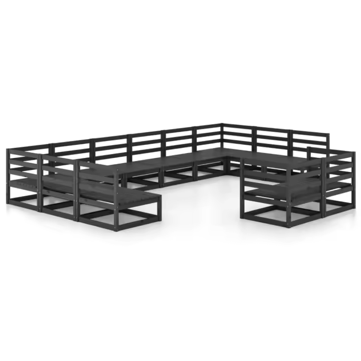 vidaXL Juego de muebles de jardín 12 piezas madera maciza de pino - 1