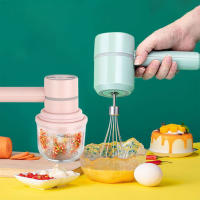 Mini batidora eléctrica de 3 velocidades, picadora de alimentos 2 en 1, batidor de huevos, USB, inalámbrico, machacador de alimentos de ajo, crema - details 3