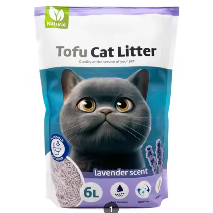 ARENA TOFU LAVANDA PARA GATO ARENA AGLOMERANTE PARA GATO SIN POLVO FACIL DE AGLOMERAR SE DISUELVE EN INDORO - 1