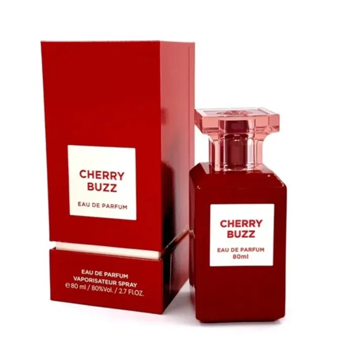 Perfume arabe de mujer Cherry Buzz Fragance World 80ml, Fragancia femenina dulce, intensa, duradera,  frutal ,Colonia de mujer oriental NOVEDAD - 1