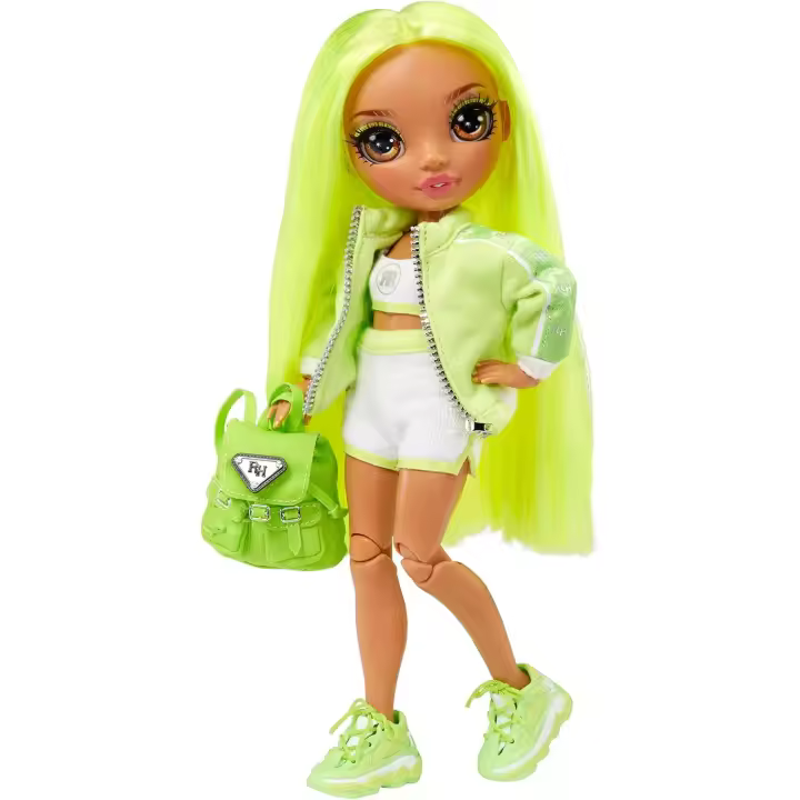 RAINBOW HIGH 582977 Karma Nichols Muñeca de Moda con Ropa y Accesorios, Incluye Mochila de Tela Abre y Cierra, Edad: 6+ años, Color (MGA Entertainment 582977EUC), Amarillo - 1
