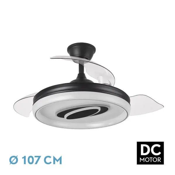 Ventilador Dc Maracana  Fabrilamp 57w Negro 3asp.107d 5980lm 3000-4500-6500k Reg.intensidad+remoto+memoria+temporizador - 1
