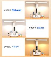 Lámpara De Mesa LED Con Reloj Y 2 Cabezas Rotativas 180° Luz Nocturna Táctil Recargable Por USB Protección Ocular Para Lectura - details 3