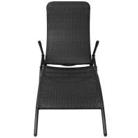 vidaXL Tumbona plegable de ratán sintético negra - details 1
