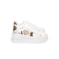 Zapatillas Sneakers mujer blancas diseño de leopardo animal print lhd-115 zapatillas con plataforma diseño LOVE moda otoño invierno - details 5