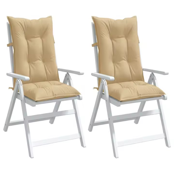 vidaXL Cojines silla respaldo alto 2 uds tela beige melange 120x50x7cm - 1