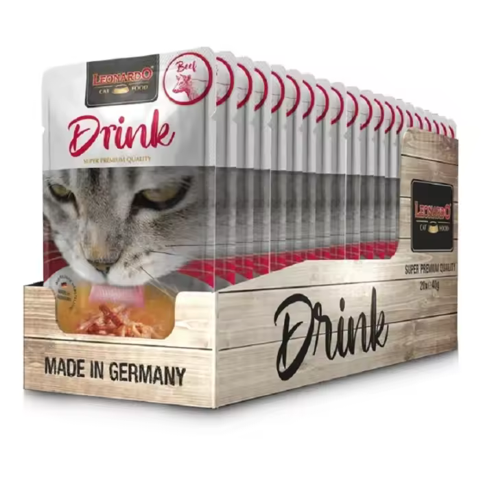 Leonardo Drink Beef. Sopa De Ternera Para Gatos Pack 20X40 Gr - 1