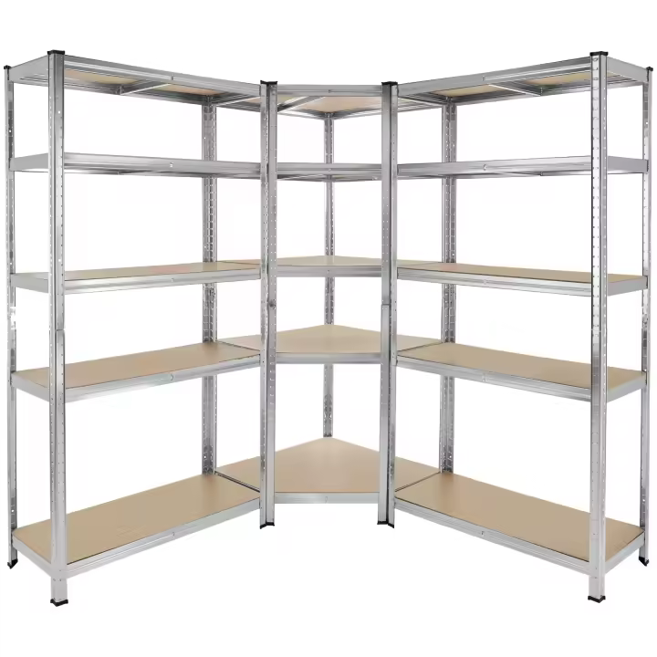 Tectake - Estantería para cargas pesadas GUSTAV 3 partes, 15 estantes, 2625 kg, Sistema de estanterías de carga pesada de 3 piezas, 1 estantería de esquina y 2 estanterías laterales, 15 estantes resistentes, Ajustables en altura, Fabricación robusta - 1