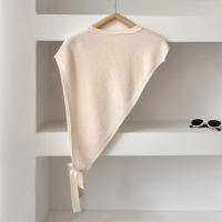 Chal Triangular Asimétrico Para Mujer Primavera Verano Moda Versátil Acompaña Trajes Suéter De Lana Corto Capa Con Abertura Casual - details 5