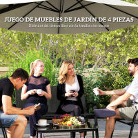 Outsunny Conjunto de Jardín Exterior 4 Piezas Muebles Jardín Exterior con 2 Sillones Apilables 1 Sofá de 2 Plazas y Mesa de Centro con Tablero de Vidrio Templado Negro - details 3