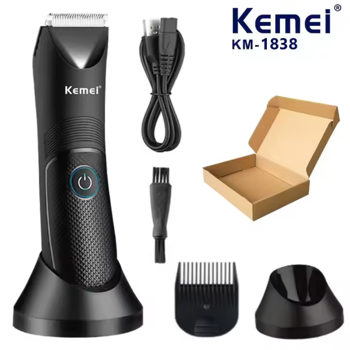 Kemei Cortadora De Pelo Para Área De Groin Cuchilla Cerámica Ajustable Recargable Y Impermeable Para Cabello Del Cuerpo Aparato De Higiene Pubal Y Axilas KM-1838 - 1