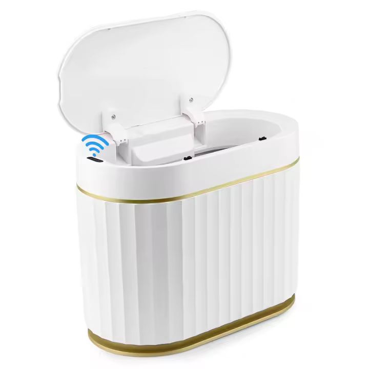 Pequeño cubo de basura sin contacto, contenedor de basura con sensor de movimiento inteligente con tapa de apertura automática para baño, sala de estar, cocina, escritorio de oficina y RV (5 L) - 1