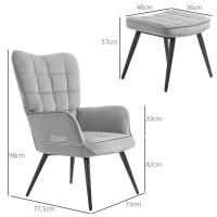 Sillón with taburete, Sillón reclinable, Sillón tapizado, Sillón de TV con aspecto aterciopelado, Silla de comedor, Capacidad de carga 120 kg Tapizado en gris Claro, Estilo... - details 6