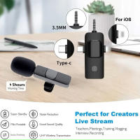 Micrófono Lavalier Inalámbrico 3 En 1 Para iPhone Y Android Con Entrada De 3.5mm Reducción De Ruido Profesional Para Grabación En Directo Y Radio - details 1