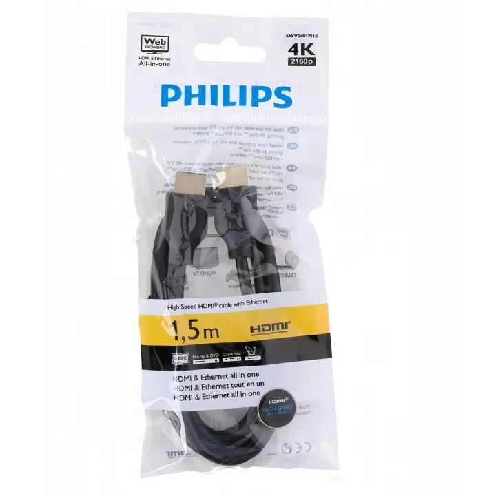 Philips Cable HDMI (1,5 m), color negro, 4k para cualquier aparato con conexion hdmi - 1