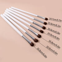 Set De 7 Pinceles De Maquillaje Blancos Con Mango De Madera Larga Pincel De Sombra De Ojos Suave Pincel Para Iluminador Herramienta De Maquillaje - details 2