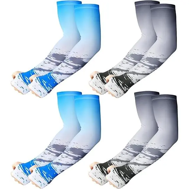 pares de mangas de protección solar UV para brazos, de compresión antideslizante, de seda de hielo, para hombres y mujeres, para deportes al aire libre, correr, fútbol - 1