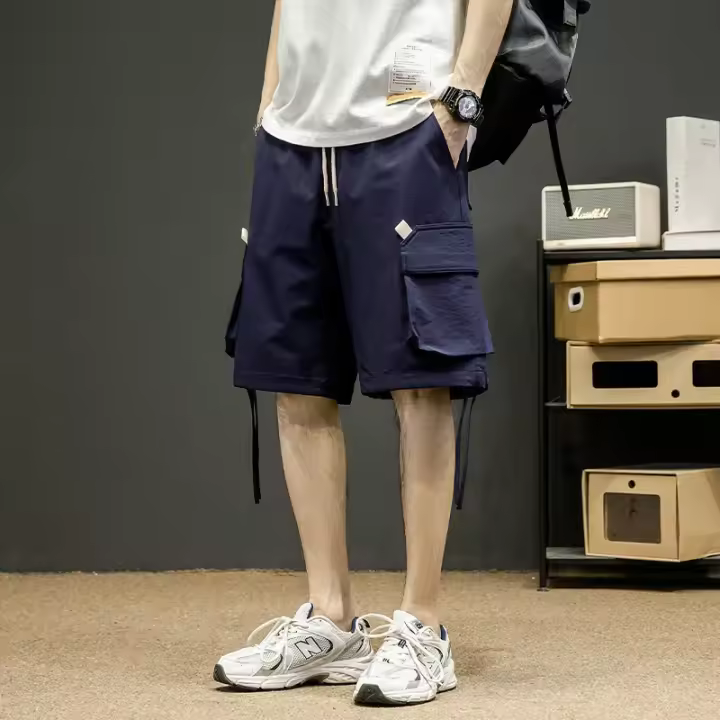 Shorts De Verano Y2K Para Hombres Estilo Coreano Moda Casual Pantalones Deportivos Sueltos Con Bolsillos Multifuncionales Streetwear De Cintura Media - 1