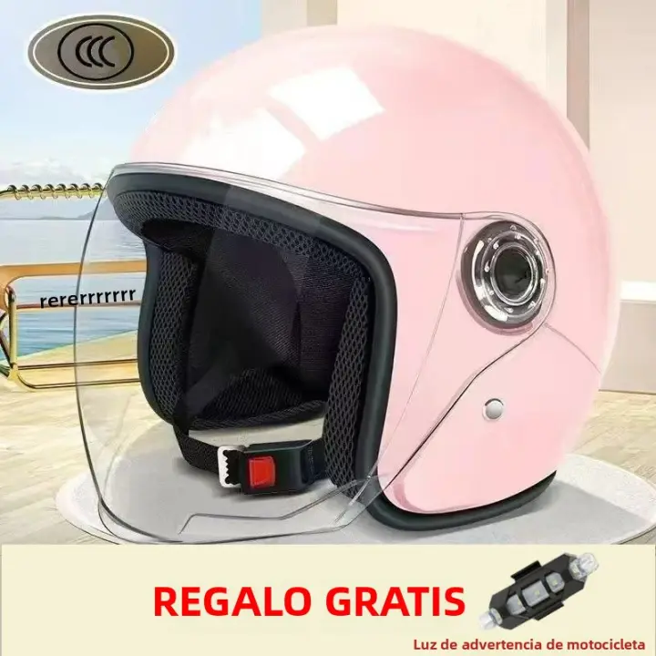 Casco De Motocicleta Eléctrica Seguridad Todas Las Estaciones Universales Medio Casco Impermeable a Prueba De Viento Grueso Cálido Para Mujer - 1