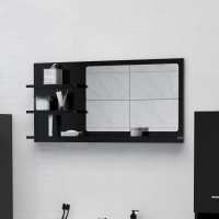 vidaXL Espejo de baño madera contrachapada 90x10,5x45 cm en color Negro/Roble artisan/Roble Sonoma y más | decorativo de pared para baño dormitorio recibidor moderno - details 0