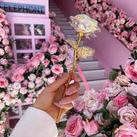 10pcs Flores Artificiales De Rosa De Aleación Dorada Para Decoración De Fiesta Y Amor Flores Simuladas Para Arreglo Floral - details 11