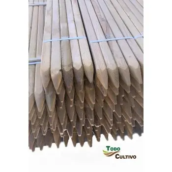 Tutor Madera de Pino tratado de 40x40 mm Pack de 4 uds. de 1,7 m. de Altura. madera pino tratada en autoclave, que le permite introducir dentro de la madera el tratamiento anti pudrición y contra hongos e insectos, con más efectividad y duración - 1