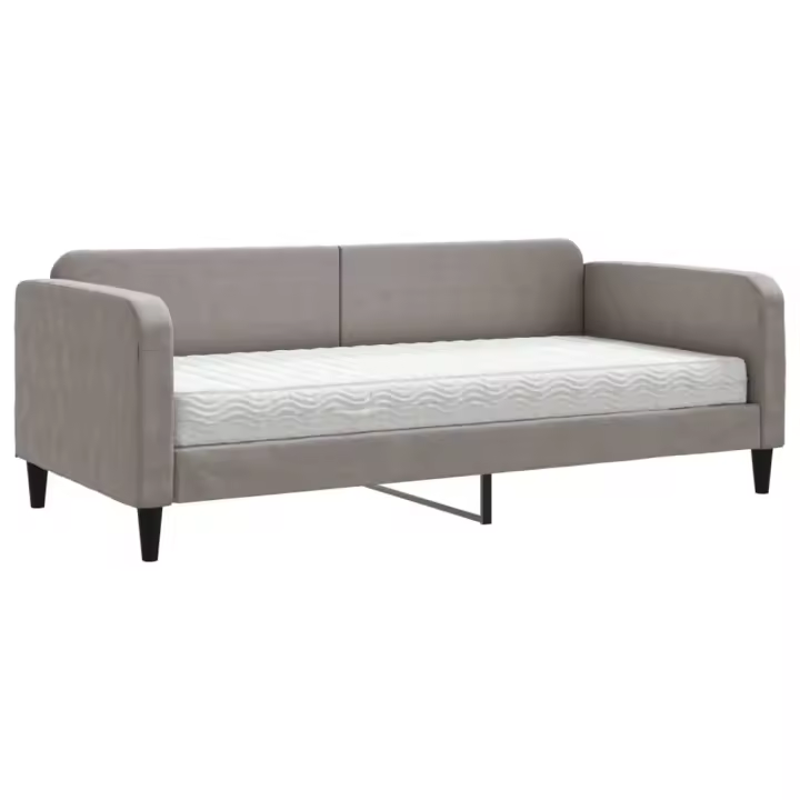 vidaXL Sofá cama con colchón tela gris taupe 90x200 cm - 1