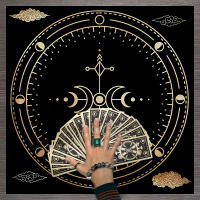 Mantel De Tela Para Cartas De Tarot 1pc Decoración De Juego De Cartas Pagan Con Fases De Luna Y Flores Estilo Pagan Para Atril Y Brujería - details 21