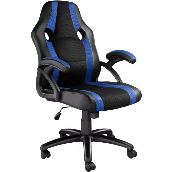 Tectake - Silla de oficina Benny | Diseño moderno y ergonómico | Estructura robusta y resistente | Cómodo acolchado | Suave revestimiento de polipiel | Inserciones de tela de malla transpirable - 1