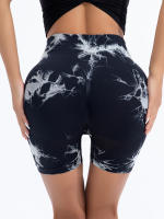 Shorts De Gimnasio Para Mujer Con Diseño De Tie Dye Y Cintura Elástica Ancha Sin Costuras De Alta Cintura Leggings De Deporte - details 4