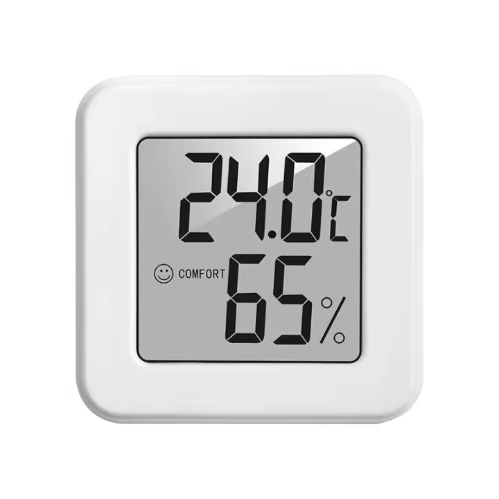 Mini Medidor De Temperatura Y Humedad Electrónico Blanco Con Pantalla De Rostro Sonriente Para Coche Y Refrigerador - 1