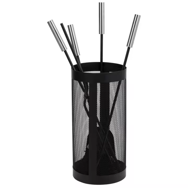 WANDERLUST DECO Set 5 herramientas de metal para la chimenea de metal negras - 1