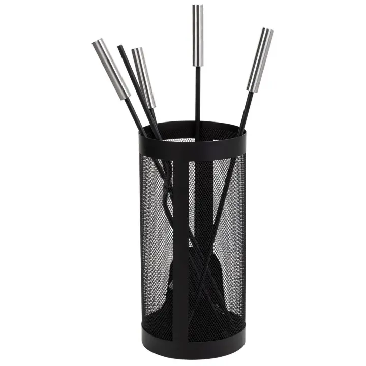 WANDERLUST DECO Set 5 herramientas de metal para la chimenea de metal negras - 1