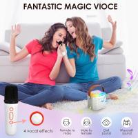 FGNS Máquina de Karaoke para adultos y niños, on 2 Micrófonos Inalámbricos, Altavoz Karaoke Portátil con Luz LED y Efectos de Cambio de Voz, Mini Altavoz Bluetooth portátil con 2 micrófono, luces Led para fiesta en casa, regalos de cumpleaños. - details 4