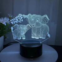 Lámpara De Noche 3D De Elefante Con Ilusión Óptica Y Toque Cambio De Color Ambiental 7 Colores Para Dormitorio - details 1