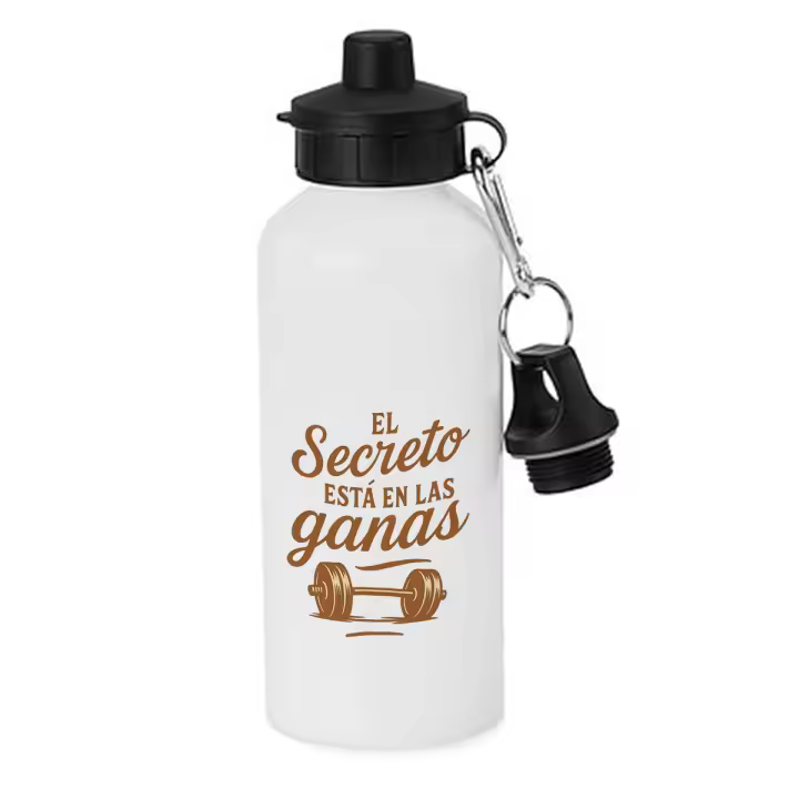 MERCHANDMANIA Bidón deportivo 600 ml acero inoxidable con chupón frase motivadora el secreto está en las ganas botella escolar deporte bicicleta - 1