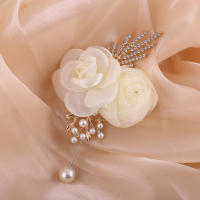 Elegante Boutonniere De Rosas De Cristal Blanco Para Boda Set De Flores De Mano Para Cocktail Prom Corsage Esencial Para Lapel O Muñeca - details 5