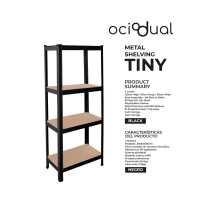 Ociodual Estanteria Metalica Tiny Negro, Estante Ideal para Hogar, Estanterias Trastero, Muebles, Oficina, Estanterias Almacenaje Divisible, Sin Tornillos, 240kg, 4 Baldas MDF, 150x60x30cm - details 8